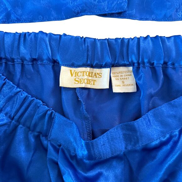 Victoria's Secret Sleep Set Button-Up Top with Shorts Blue Size Small - Picture 4 of 5